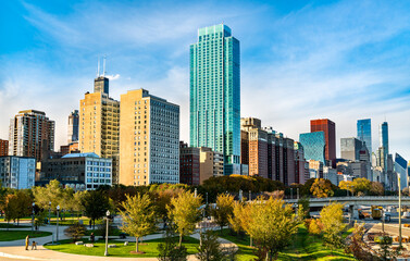 Fototapeta premium Skyline of Chicago at Grant Park in Illinois - United States