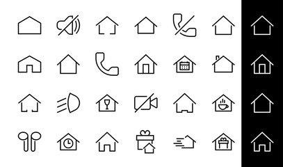 Simple set of color editable house icon templates. Contains such icons, home calendar, coffee shop and other vector signs isolated on a white background for graphic and web design