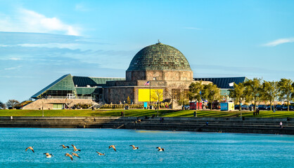 The Adler Planetarium, a public museum dedicated to the study of astronomy and astrophysics in Chicago, Illinois - obrazy, fototapety, plakaty
