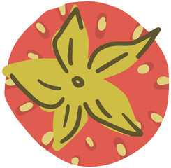 Strawberry clipart hand drawn childish flat style isolated on white background.