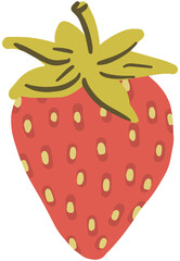 Strawberry clipart hand drawn childish flat style isolated on white background.