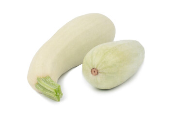 two zucchini isolated on a white background