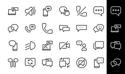 Simple set of message line vector line icons. contains icons such as conversation, SMS, notifications, group chat, and more. Editable stroke. 48x48 pixels perfect, white background