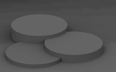3d gray black cylinder podium minimal studio background. Abstract 3d geometric shape object illustration render. For business product presentation.