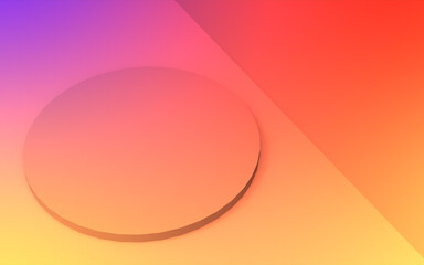 3d yellow orange and purple neon light cylinder podium minimal studio gradient colors background. Abstract 3d geometric shape object illustration render. Display for summer holiday product.