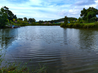 Reservoir in the community For farming Nature background