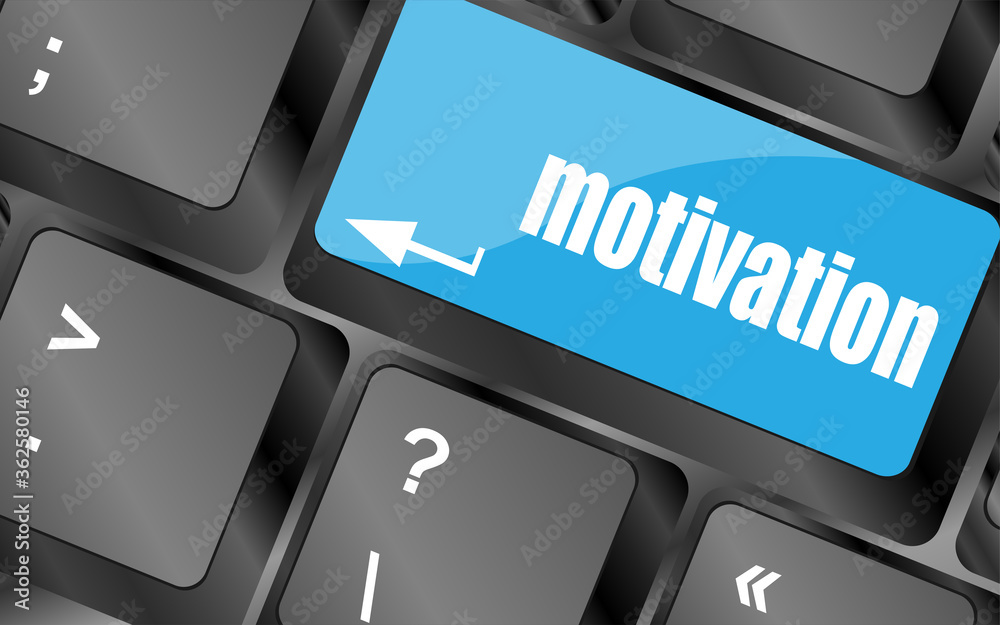 Poster motivation button on computer keyboard key