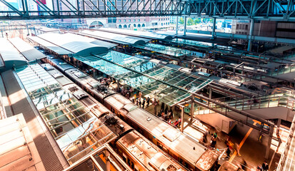 View of trains in Osaka Station Osaka, Japan