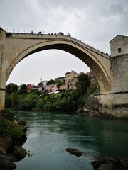 Fototapeta na wymiar Beautiful historic bridgr in Mostar, Bosnia and Herzegovina.