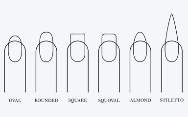 Forms of nails for manicure. Vector objects on a white background. EPS 10