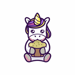 Cute little unicorn mascot design