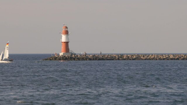 Impressions of the beach in Warnem&uuml;nde Warnemuende near Rostock on a beautiful summer evening in Germany, Europe