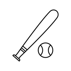 ball and bat of baseball line style icon design, Sport hobby competition and game theme Vector illustration