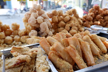 Gorengan is a typical snack from Indonesia. Usually consists of tempeh, tofu, cassava, or bananas. This food is usually sold by street vendors at cheap prices.