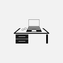 Computer desk. vector Simple modern icon design illustration.