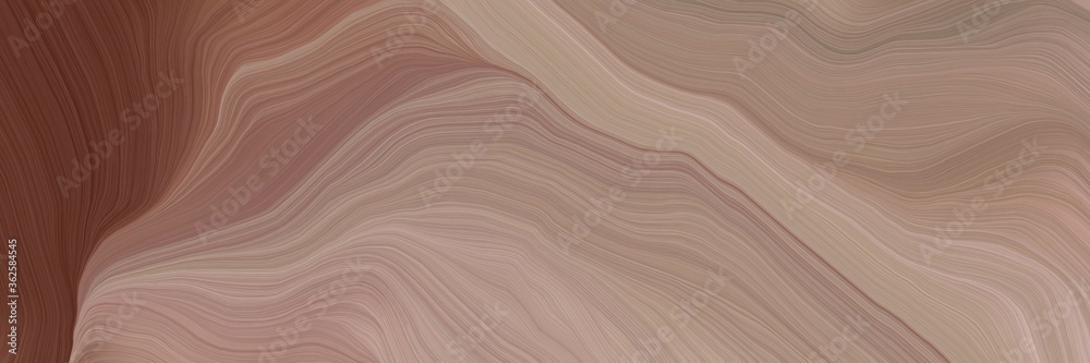 Poster unobtrusive banner with colorful abstract waves design with rosy brown, old mauve and pastel brown c