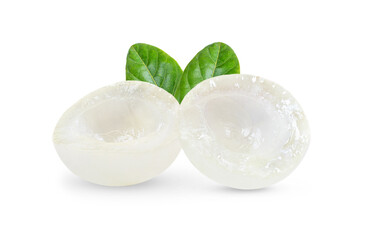 Longan  with leaf isolated on white