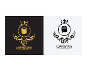 toliet paper logo template luxury royal vector company  decorative emblem with crown  