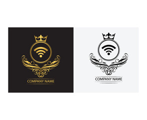 wifi logo template luxury royal vector company  decorative emblem with crown  