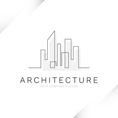 Architecture building construction real estate company logo design isolated abstract background vector illustration