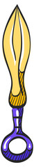 Knife icon in color drawing. Weapon assault battle danger dagger