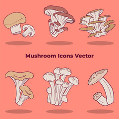 Mushroom Icons Vector . This is a Mushroom Icons Vector Illustration . all of this object or assets is separated and ready to editable.