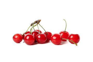 Naklejka na ściany i meble Fresh red cherry isolated on white background
