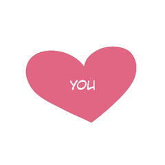 Pink heart on white background. I love you