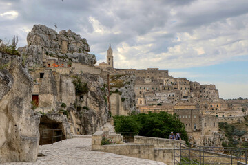 Fototapeta na wymiar Overview of the Sassi di Matera of the Italian city of Matera, Basilicata, Italy