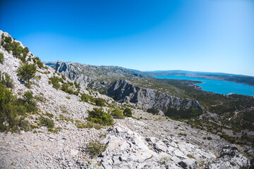 Mountains and the sea.