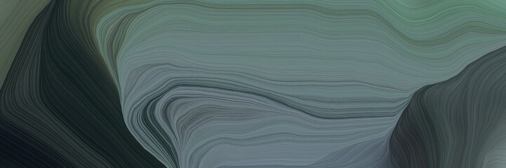 Obraz premium unobtrusive banner with colorful modern soft curvy waves background design with dim gray, very dark blue and dark slate gray color