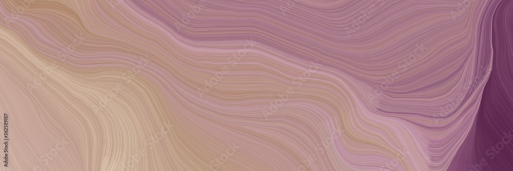 Poster inconspicuous header with colorful modern curvy waves background design with rosy brown, old mauve and tan color