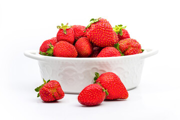 fresh strawberries in white bowl