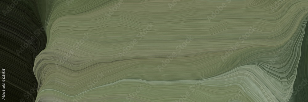 Poster inconspicuous banner with elegant smooth swirl waves background design with dim gray, very dark green and dark slate gray color