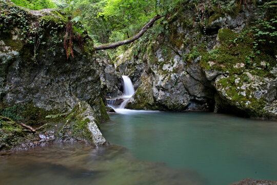 The Candalla waterfalls are located in the valley of the Candalla stream in the Versilian side of the southern Apuan Alps, between Camaiore and Casoli, Tuscany, Italy. Silk effect.