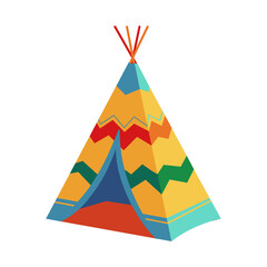 Childrens Wigwam, Tipi, Teepee, Traditional Wild West Cowboys and Indians Indoor, Outdoor Play Tent for Garden Game. Vector Illustration on a White Background