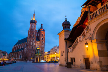 Fototapeta na wymiar Old Town of Krakow at evening, Poland