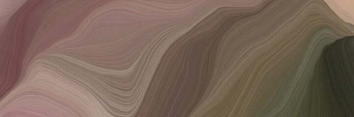 unobtrusive header with elegant smooth swirl waves background design with pastel brown, very dark green and rosy brown color