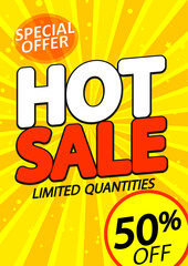 Fototapeta premium Hot Sale 50% off, poster design template, special offer, vector illustration