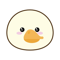 Cute duck cartoon line and fill style icon design, Kawaii animal zoo life nature and character theme Vector illustration