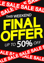 Final Sale up to 50% off, poster design template, special offer, vector illustration