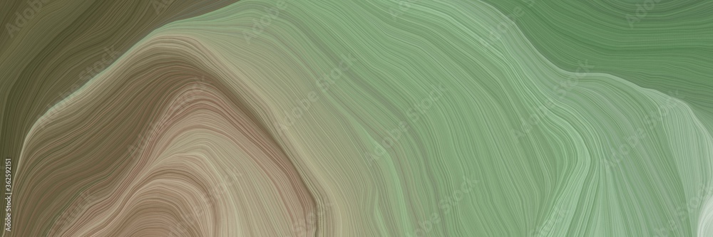 Poster unobtrusive header with colorful modern curvy waves background design with gray gray, dark olive gre
