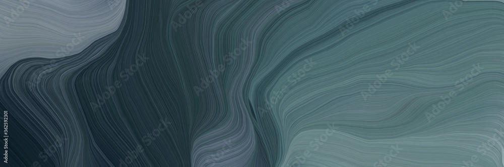 Poster inconspicuous header with elegant abstract waves illustration with dim gray, very dark blue and ligh