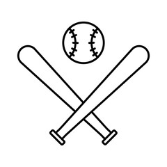 ball and bats of baseball line style icon design, Sport hobby competition and game theme Vector illustration
