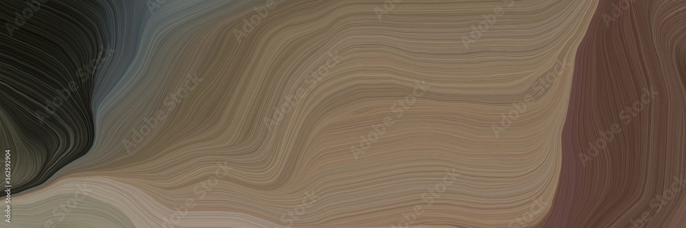 Poster inconspicuous header with elegant curvy background design with pastel brown, very dark green and ros