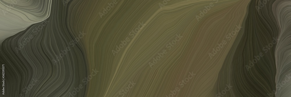 Poster unobtrusive header with elegant modern soft swirl waves background illustration with dark olive gree