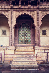Arched gateway in Mehrangarh fort example of Rajput architecture. Jodhpur, Rajasthan, India