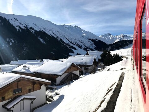 Train in Sedrun, Switzerland