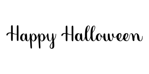Happy Halloween. Handwritten lettering illustration. Brush calligraphy style. Black inscription isolated on white background