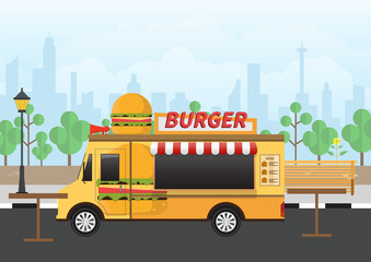 Burger fast food van on park